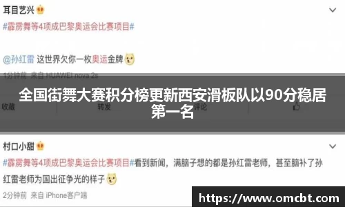 全国街舞大赛积分榜更新西安滑板队以90分稳居第一名